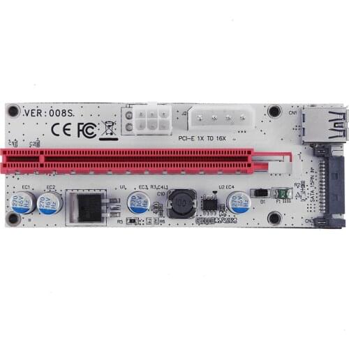 3 Power Ports PCI-E Riser Card 1x to 16x Extender USB 3.0 Data Cable Graphic Card Extender Mining Card Kit For BTC Mining Miner