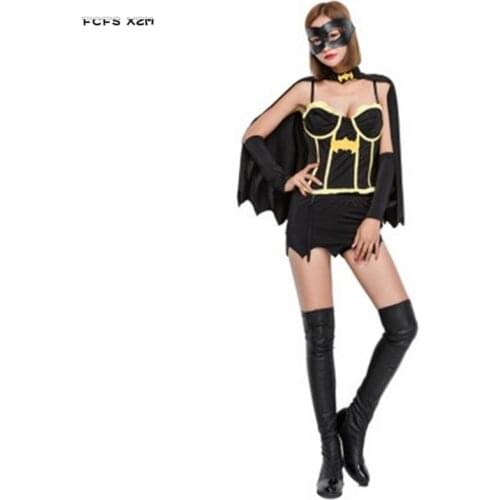 Sexy Halloween Bat Super Hero Costumes For Woman Female Movie Cosplay Carnival Purim Masquerade Nightclub Bar party dress