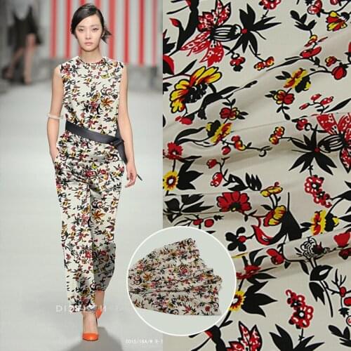 Floral print silk crepe de chine fabric14mm printed shirt skirt t-shirt silk fabric wholesale silk cloth 136cm