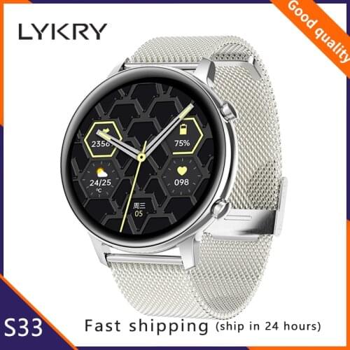 LYKRY S33 Smart Watch Men Women 1.3inch Screen 512MB Bluetooth Call IP67 Waterproof Watches Wristband Heart Rate For Android ios