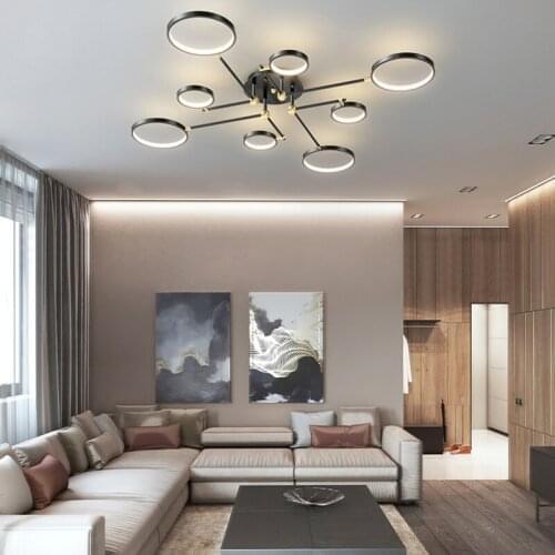 Modern Nordic LED Chandelier Lighting for Living Room Bedroom aluminum circle lights for Interior design engineering lighting