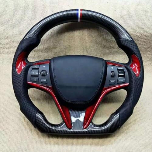 Supercar Cuatomized Real Carbon Fiber Sports LED Steering Wheel Alcantara Leather compatible for Honda Civic 2016-2020