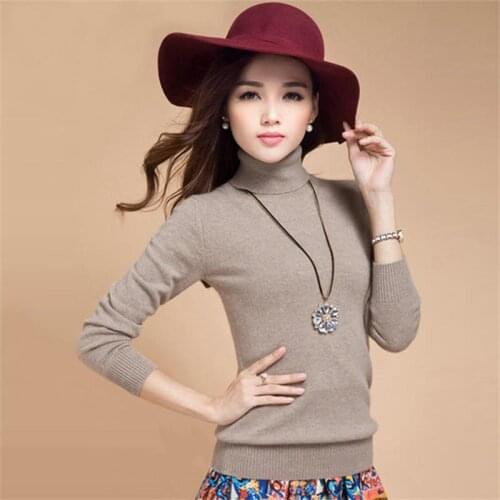 Gejas Ainyu autumn winter cashmere sweater female pullover high collar turtleneck sweater women solid color lady basic sweater