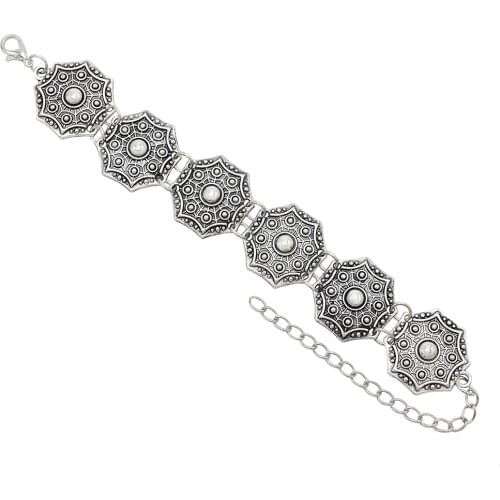 Punk Style Vintage Silver Color Metal Gossip Bracelets for Women Boho Gypsy Tribal Party Charms Bracelet Jewelry Gift pulseras