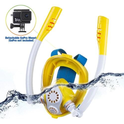 Wentsen Children snorkeling mask full dry silicone swimming glasse for kids boy and girls diving mask double breathing tube