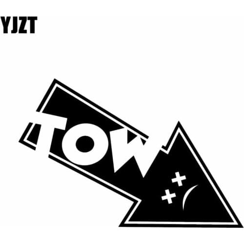 YJZT 12.9CM*8.6CM Tow Hook Arrow Vinyl Decal Car Sticker Track Drag Drift Race Black Silver C10-02248