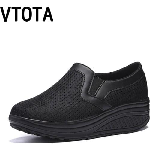 VTOTA Women Sneakers Wedges Platform Air Mesh Spring Summer Caasual Shoes Female Zapatos Mujer Slip On Shoes For Women H41
