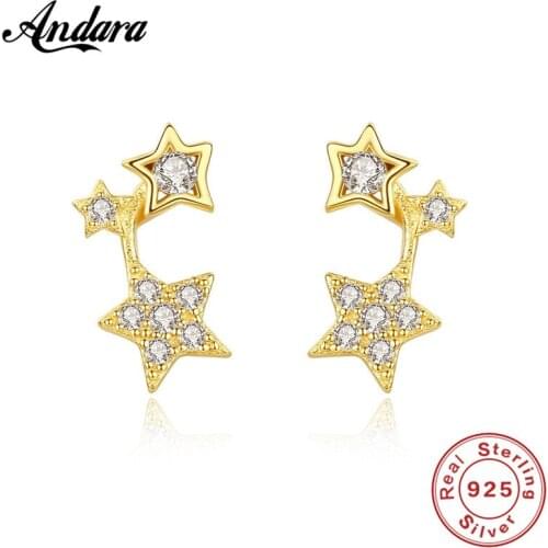2019 New 100% 925 Sterling Silver Star Zircon Stud Earrings for Female Simple Fashion Earrings Fine Jewelry