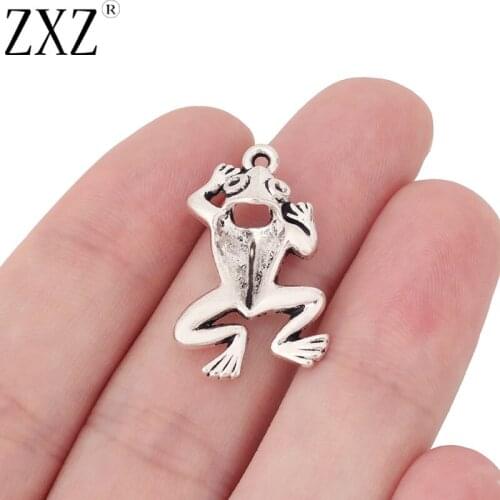 ZXZ 20pcs Tibetan Silver Tone Frog Charms Pendants for Necklace Bracelet Earring Jewelry Making Findings 27x17mm