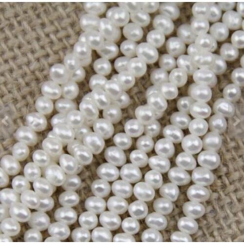 100% Real Pearl Jewelry , Small Pearl Bead Wholesale , 4.5-5mm AA Near Round Potato Pearl Strand Offer From China White Color