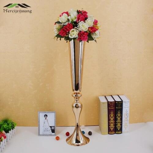 12Pcs/Lot Flower Vases Floor Metal Vase Plant Dried Floral Holder Flower Pot Road Lead for Home/Wedding Corridor Decoration G175
