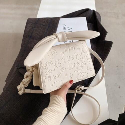 2021 Premium Design Female Bag Pu Shoulder Bag Cartoon Print Crossbody Bag Ladies Casual Bag Cover Shoulder Bag Small Square Bag