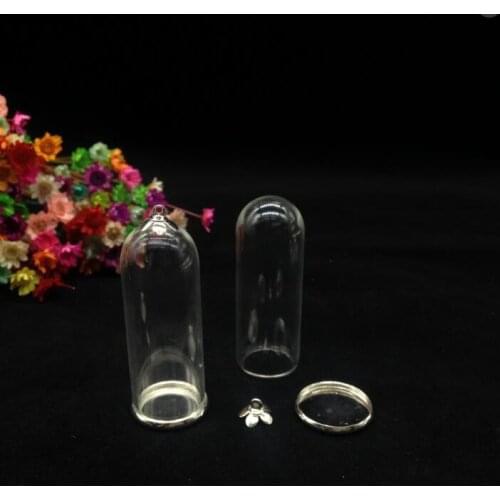 300sets/lot 50*18mm wholesale tube bell jar glass globe bubble glass vial pendant fashon necklace glass bottle cover dome gifts