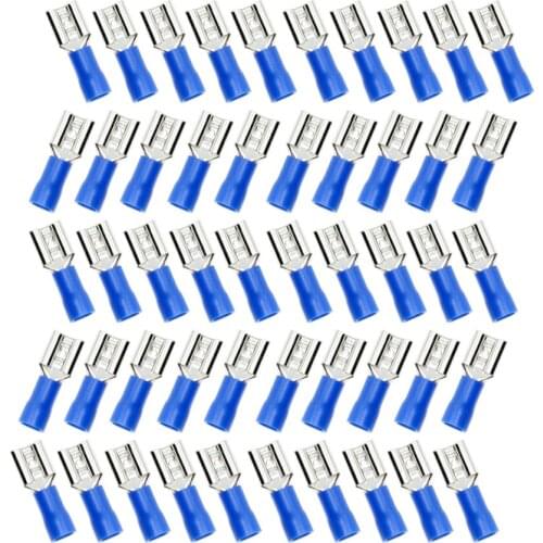 50 Pieces Electrical 14-16 AWG Gauge Wire Female Spade Insulated Terminals