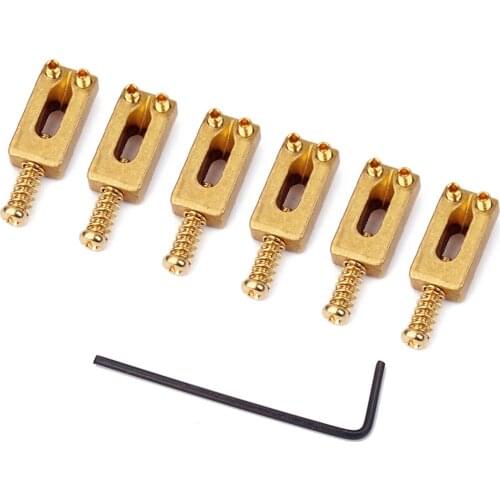 6Pcs Brass Guitar Bridge Saddles And Screws for ST Stringed Guitar Parts