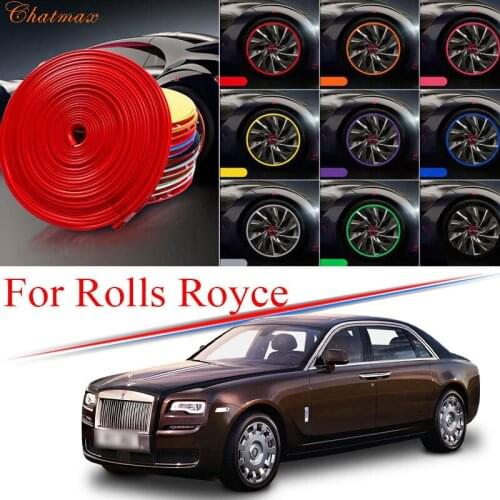 9 Colors Car Wheel Hub Rim for Rolls Royce Phantom Ghost Wraith Edge Protector Ring Tire Strip Guard Rubber Decals 8M