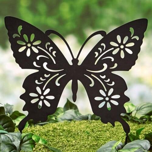 Promotion! Butterfly Silhouette Garden Stake Acrylic Black Butterfly Floral Cutouts Yard Art Lawn Outdoor Patio Home Garden Deco