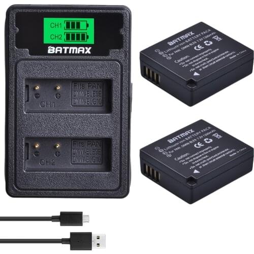 Batmax DMW-BLG10 DMW-BLE9 DMW-BLE9E BP-DC15 battery +LCD Dual USB Charger for Panasonic LUMIX GF5 GF6 GX7 LX100 GX80 GX85