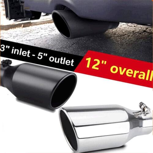 Car Universal Exhaust Pipe Muffler Tip Black/Silver Colour Slanted End 304 Stainless Steel 76.2mm Inlet Car Accessories