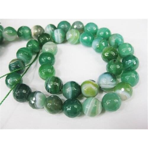 Brinco brincos Wholesale 6mm Green Stripe stone Gem Faceted Round Ball Beads 15" for women jewelry