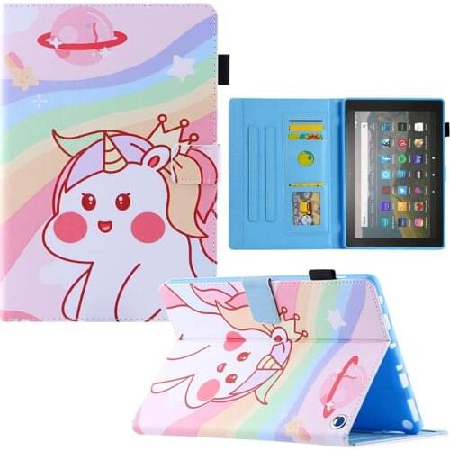Tablet Case For Amazon Fire HD 10 2021 / Fire HD 10 Plus 2021 10.1" Cute Panda elephant Flip Silicone PU Leather Cover