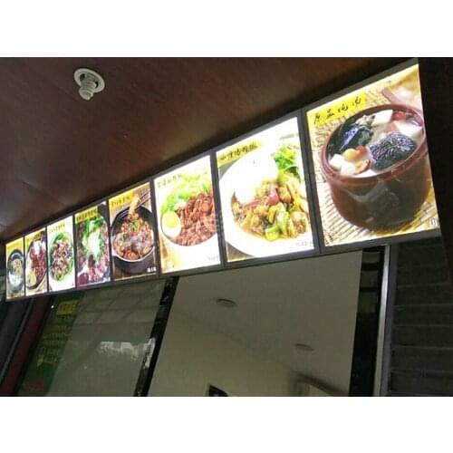 8Units Black Aluminum Frame Magnetic Open LED Edgelit Menu Boards A2 Ultra Slim Restaurant Light Box