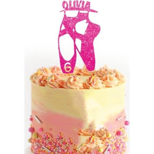 Customised Ballet Shoes topper Ballerina cake topper Personalised name Glitter Cake Topper Party Decorations Dessert toothpicks