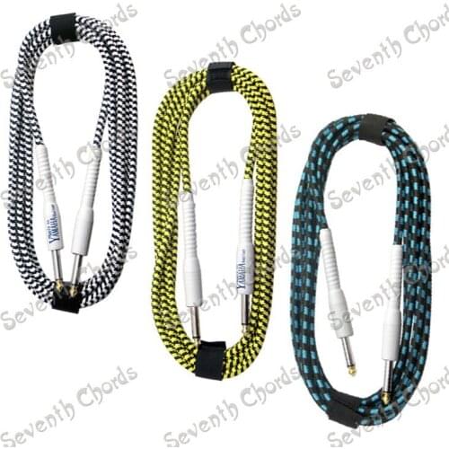 Cloth Braided 5M Guitar Cable Cord Audio Connection Cable For Electric Guitar Bass Effector Amplifier Speaker, 3 Colors YM-03