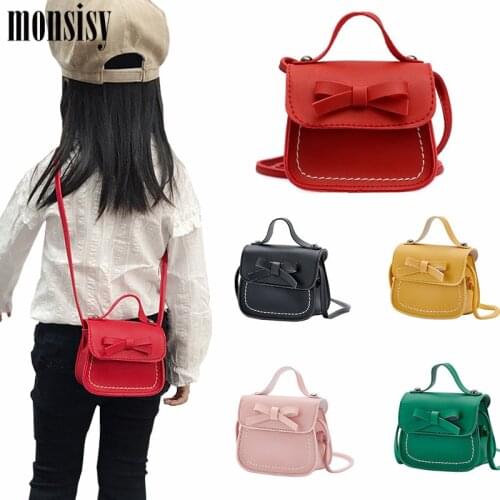 Monsisy 2020 Girl Coin Purse Handbag Children Wallet Small Coin Box Bag Cute Bow Kid Money Bag Baby Shoulder Bag Purse Bolso
