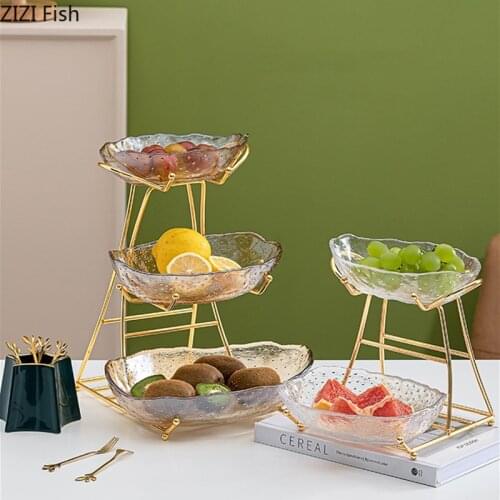 Creative Multi-layer Fruit Plate Glass Tableware Wedding Party Dessert Display Stand Luxury Home Living Room Candy Snack Plate