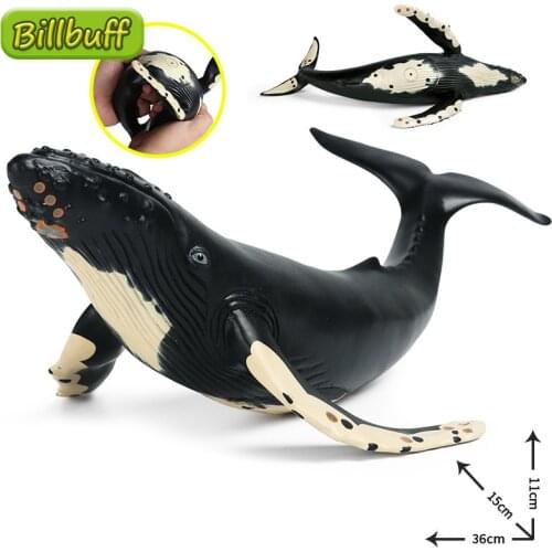 Large Simulation Ocean Animal Soft Glue Whale Models Action Figures Collection Miniature Cognition Educational Toys for children