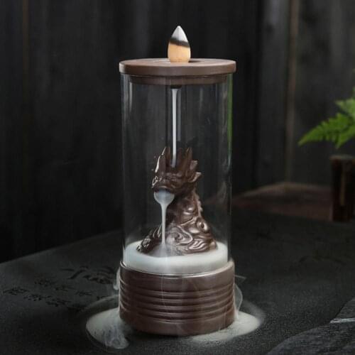 Dragon Carving Backflow Incense Burner Ceramic Teahouse Censer Decoractive Waterfall Incense Holder Retro Sandalwood Censer 2022