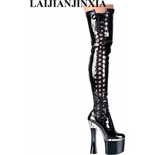 LAIJIANJINXIA Platform sexy ladies 7 inches thigh high 18 cm high heels stretch boots A-002 Over The Knee Boots 8cm Platform