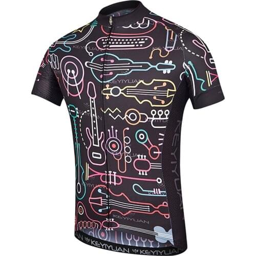 KEYIYUAN Summer Bike Jersey Tops Men Short Sleeve Mountain Bicycle Shirt Sport Cycle Wear Clothes MTB Clothing Does Not Fade