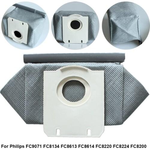 2pcs Washable S-bag Dust Vacuum Cleaner Bags Dust Bag Replacement For Philips FC9071 FC8134 FC8613 FC8614 FC8220 FC8224 FC8200