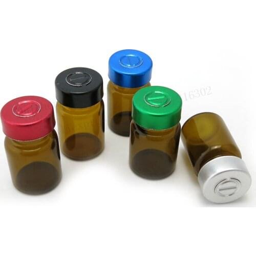 100 x 5ml Mini Amber Glass Bottles Empty Cute Glass Bottle Jars Vials With Flip Top Cap Rubber Stopper Metal Lidss