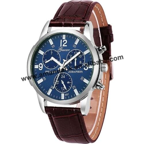 Fashion Alloy Man Sport Watches Round Analog Quartz Dress Men Wrist Watch Casual Men Dress Women Leather Watches Gescar 8588