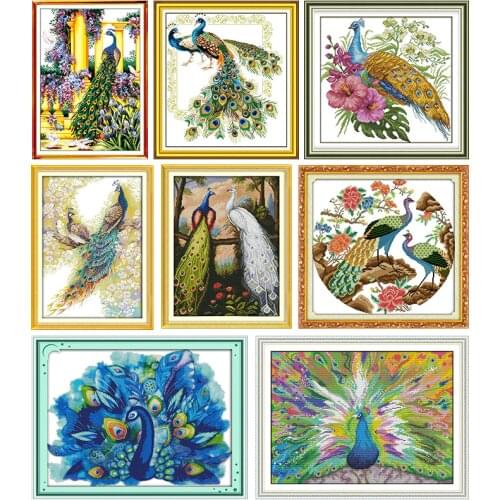 Peacock Couple Series 11CT14CT animal printed pattern cross stitch kits craft needlework fabric on canvas embroidery accessories
