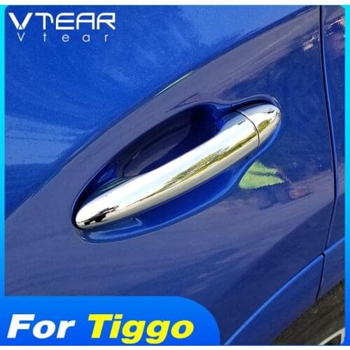 Vtear Car Door handle trim chrome styling pull paster cover decoration accessories exterior Frame parts For Chery Tiggo 4 2020