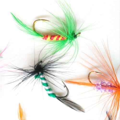 New 12pcs/sets fly fishing lure set Artificial Insect bait trout fly fishing hooks tackle with case box hot fishing tackle box