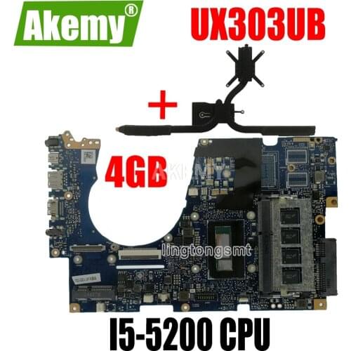 Send heatsink UX303UA Motherboard 4GB RAM I5-5200 CPU For Asus UX303UA UX303U UX303UB Laptop motherboard UX303UA Mainboard