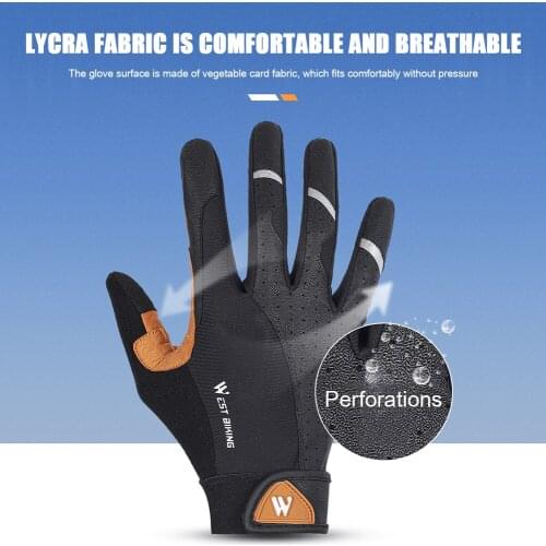 Full Finger Cycling Gloves Anti-shock Gloves Biking Portable Touch Screen Anti Slip Dustproof Cycling Parts for WEST BIKING
