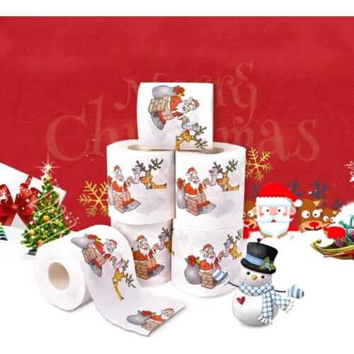Christmas pattern color toilet paper Santa Christmas tree printed tissue Home Christmas Gifts Navidad 2020 Happy New Year 2021