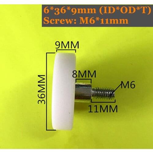 6x36x9mm POM Bearing With M6x11 Screw 10Pcs PU Pulley Wheels 696 Deep Groove Ball Bearing Sealed Bearing Used on Door and Window