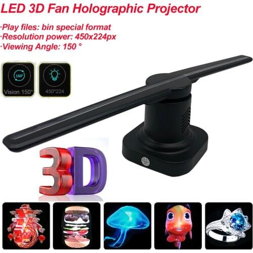 LED 3D Fan Hologram Projector Advertising Display hologram Fan Holographic Imaging lamp 3D Advertising Light DJ Decoration