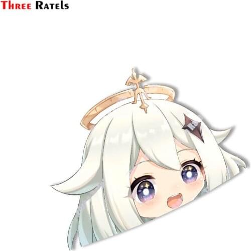 Three Ratels A929 Genshin Impact Paimon Peeker Peek Anime Vinyl Car Stickers JDM Window Trunk Bumper Car Accessories