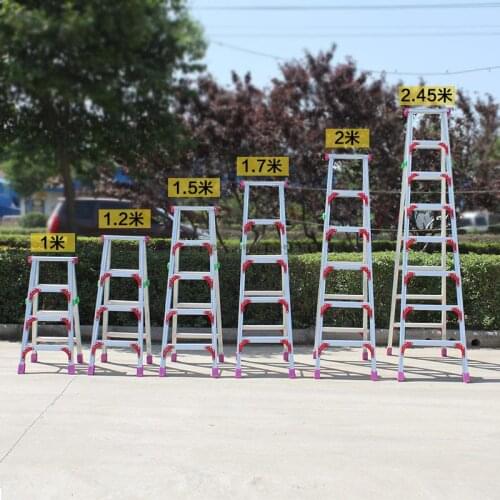 Miter Ladder Domestic Indoor Ladder Thickened Aluminum Alloy Folding Ladder Double Side Pedal Engineering Ladder 2m