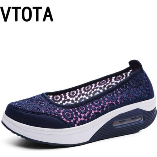 VTOTA Women Flats Shoes 2018 Comfortable Flat Air Mesh Summer Shoes Female Zapatos de Mujer Black Slip On Shoes For Women H40