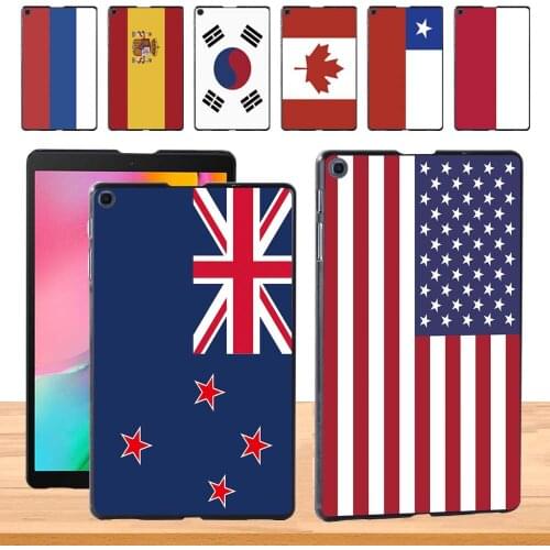 Ultra Slim Tablet Hard Back Shell for Samsung Galaxy Tab A 8.0 (2019) T290 T295 Flag Pattern Plastic Cover Case + Free Stylus