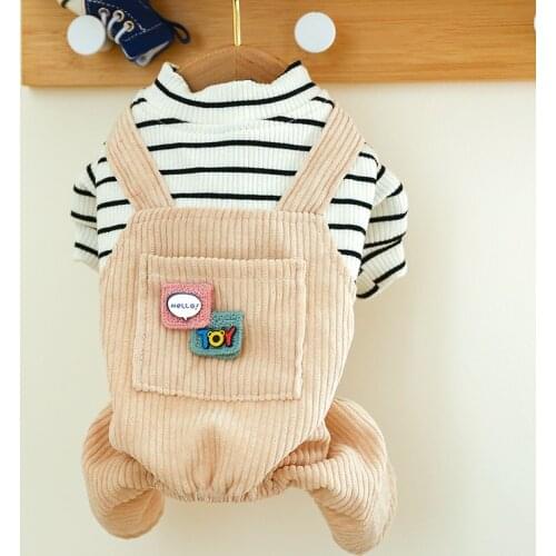 Spring Autumn Pet Clothing Dog Overalls Puppy Striped Dog Shirt Chihuahua Pants Strap Cat Dog Jumpsuit Pajamas Yorkie Clothes